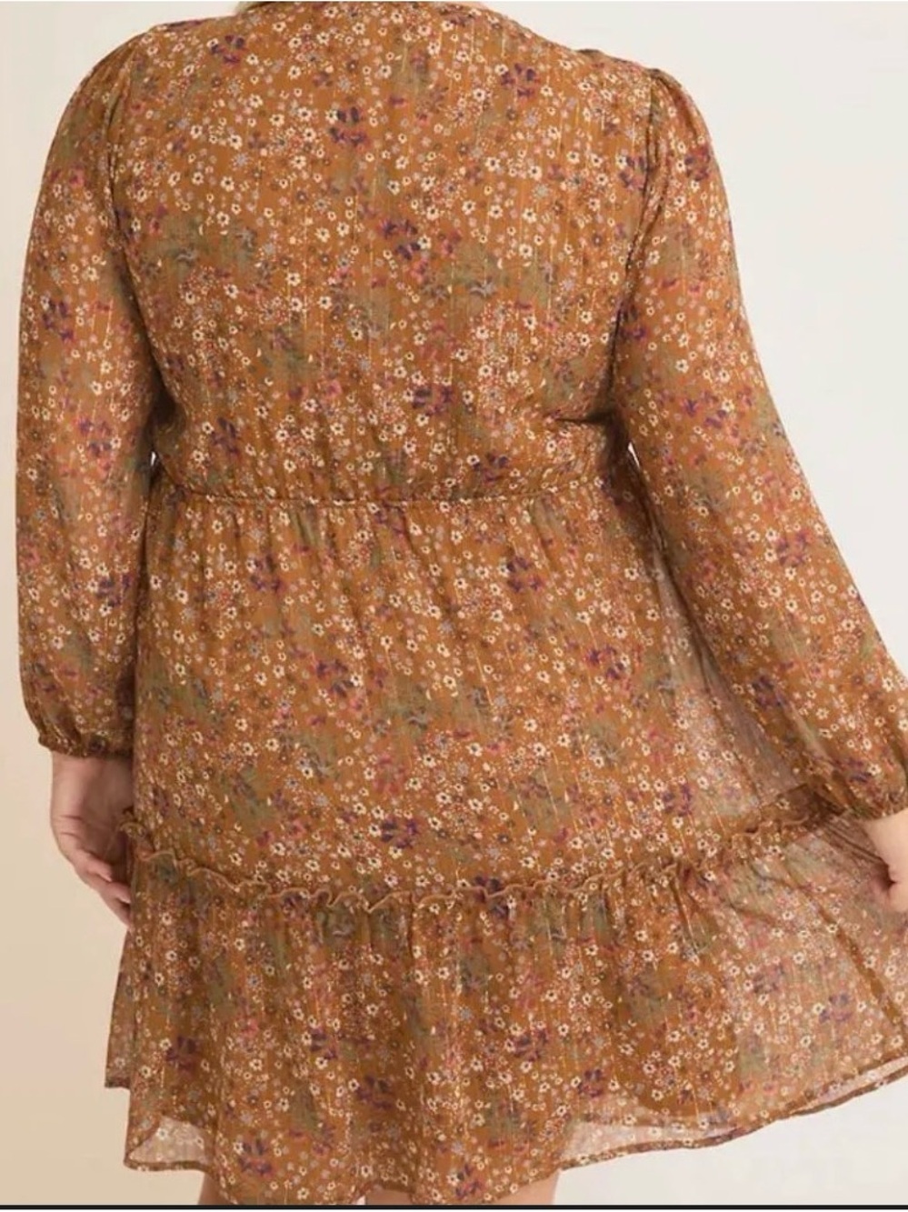 Gilli Pink and Rust Floral Ruffle Dress - Picture 3 of 6